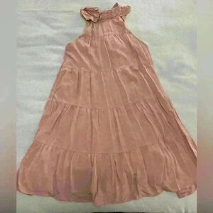 Twirling Around Blush Pink Sleeveless Halter Tiered Swing Dress Lulu Size XSmall